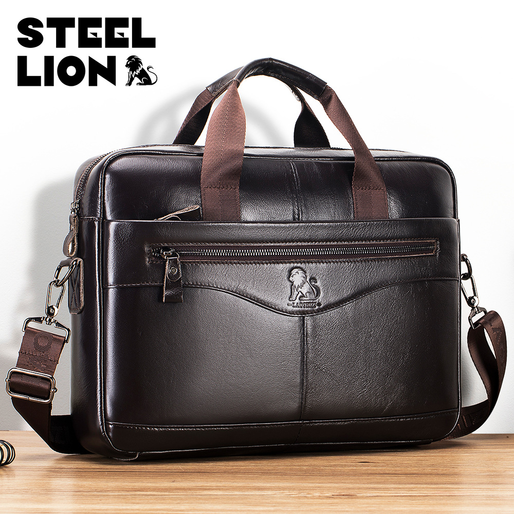 Leather Briefcase - STEEL LION Sac pour ordinateur portable