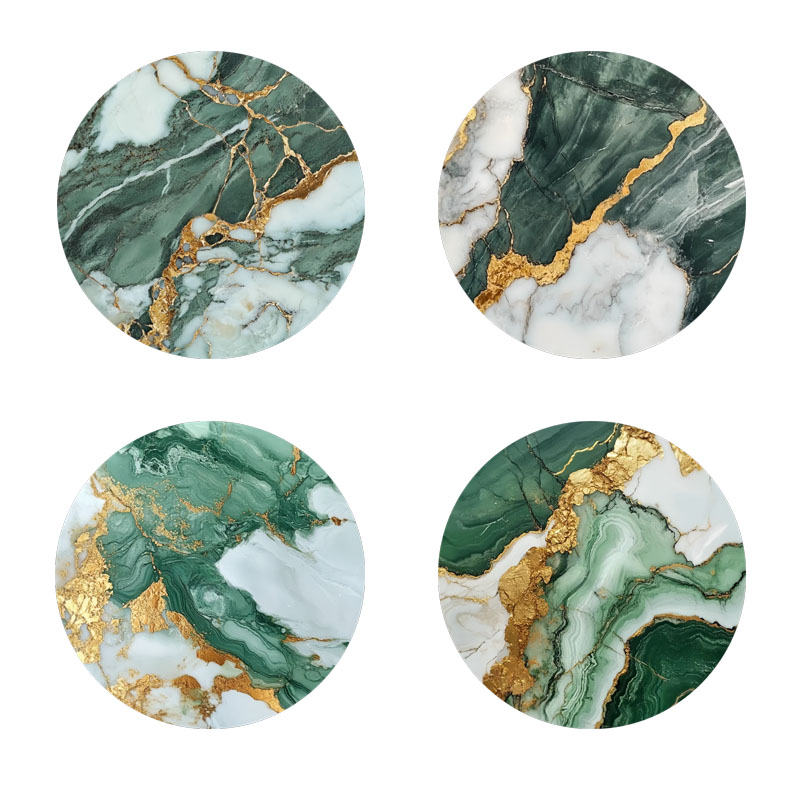 Marble Coaster Set - 4 sous-verres imprimés motif marbre, antidérapants